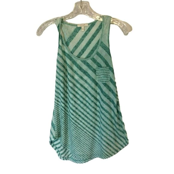 Delia's Tank Top Lightweight Chest Pocket Women's Size Small Turquoise Stripe - Picture 1 of 9